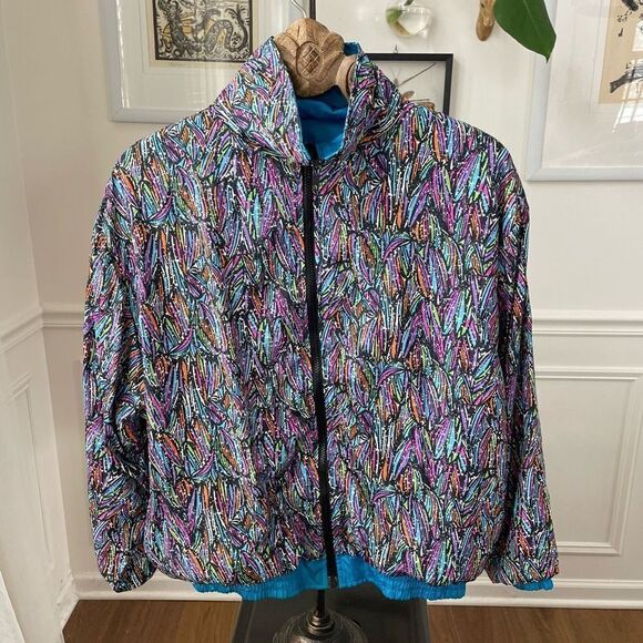 Vintage HTC Bold Colorful Print Windbreaker Spring Jacket M - Picture 2 of 8